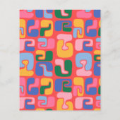 Budget Bright Red Retro Abstrakte Hochzeit Einladu (Rückseite)