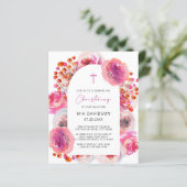 Budget Bright Watercolor Floral Arch Christening (Stehend Vorderseite)