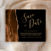 Budget Brown Agate Black Wedding Save the Date