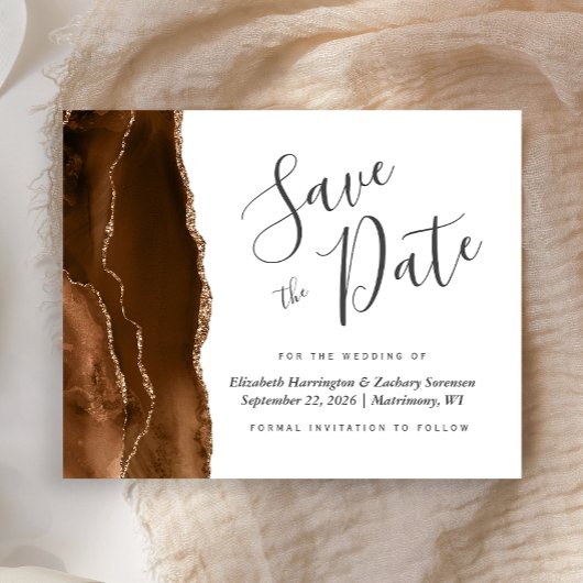 Budget Brown Agate Wedding Save the Date