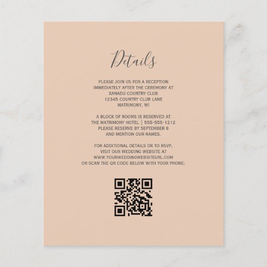 Budget Brown Gold Agate Tan QR Code Wedite (Rückseite)