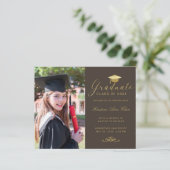 Budget Brown Gold Formal Script Foto Abschluss (Stehend Vorderseite)
