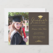 Budget Brown Gold Formal Script Foto Abschluss (Vorderseite)