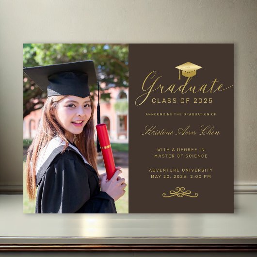 Budget Brown Gold Formal Script Foto Abschluss