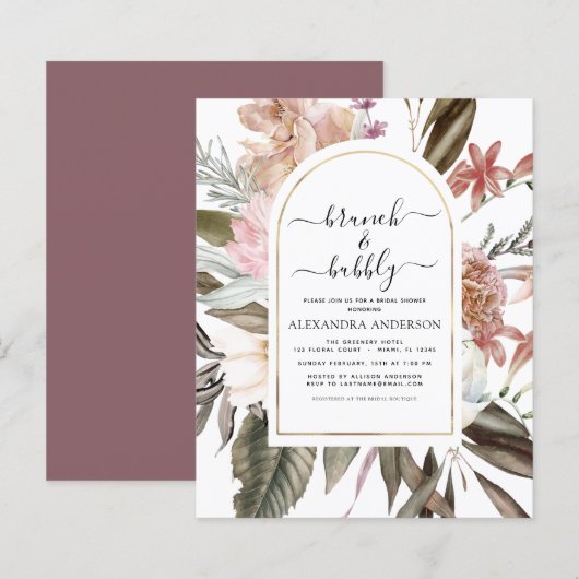 Budget Brunch & Bubbly Boho Burgundy Brautparty (Vorne/Hinten)