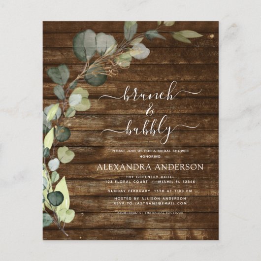 Budget Brunch & Bubbly Brautparty Eukalyptus (Vorderseite)