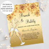 Budget Brunch Bubbly Brautparty Gold Einladung