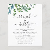 Budget Brunch & Bubbly Brautparty Greenery Flyer (Vorne)