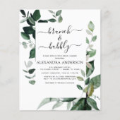 Budget Brunch & Bubbly Brautparty Greenery Flyer (Vorne)