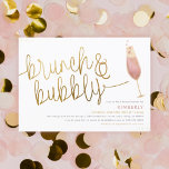 Budget Brunch & Bubbly Champagner Brautparty<br><div class="desc">Einladungen mit vergoldeter Kalligraphie und Aquarellbildern eines Champagnerglases mit rosa Champagner, herzförmigen und goldenen Blasen. Auf der Rückseite sind Aquarellherzen und Verlobung Ringe. Passen Sie Ihre Party-Details in der modernen Typografie an, die ganz unten rechts ausgerichtet ist. Klicken Sie auf "Personalisieren", um zu beginnen. Als Teil der Budgetauswahl auf Zazzle...</div>