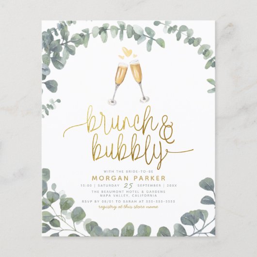 Budget Brunch & Bubbly Eukalyptus Brautparty (Vorderseite)