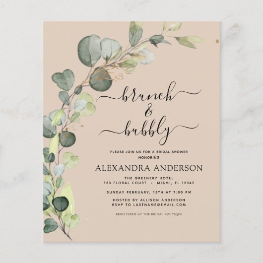 Budget Brunch & Bubbly Terracotta Einladung (Vorderseite)