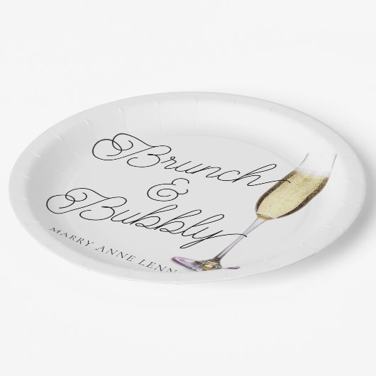 Budget Brunch und Bubbly Cocktail Pappteller (Schrägansicht)