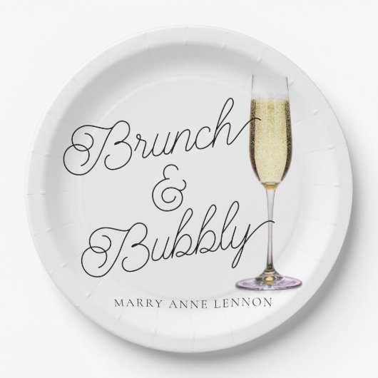 Budget Brunch und Bubbly Cocktail Pappteller (Vorderseite)