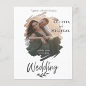 Budget Brush Stroke Foto Einladung Hochzeit (Vorderseite)