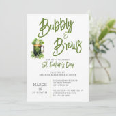 Budget Bubbly and Brews St Patricks Day Party Einladung (Stehend Vorderseite)