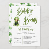 Budget Bubbly and Brews St Patricks Day Party Einladung (Vorne/Hinten)