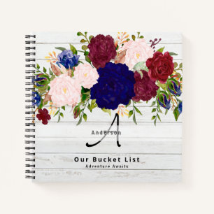 Budget Bucket List Burgundy Blumengeweih Geschenke Notizblock