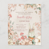 Budget Bunny Florals Foto Girl Birth Ankündigung (Vorderseite)