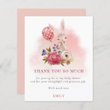 Budget Bunny Florals Pink Baby Dusche Danke