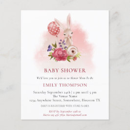 Budget Bunny Florals Pink Baby Dusche Einladung