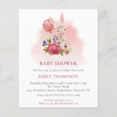 Budget Bunny Florals Pink Baby Dusche Einladung (Vorderseite)