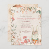 Budget Bunny Foto Girl Christening Taufe einladen (Vorne/Hinten)