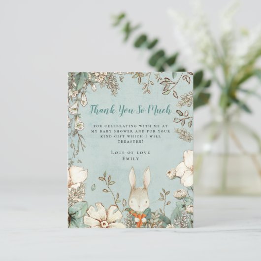 Budget Bunny Powder Blue Baby Dusche Vielen Dank (Stehend Vorderseite)