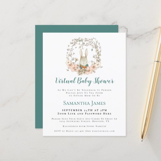 Budget Bunny Vintag Boy Virtual Baby Dusche (Vorderseite/Rückseite Beispiel)