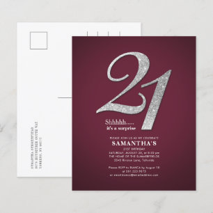 Budget Burgund 21. Geburtstag Silver Glitzer Party
