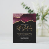 Budget Burgund Agate 18. Geburtstag Einladung (Stehend Vorderseite)