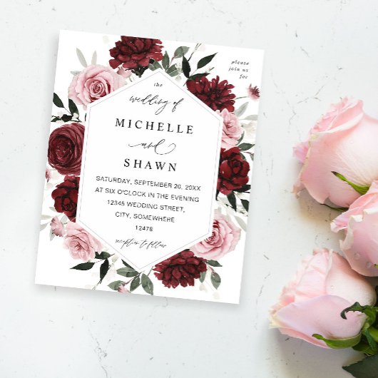 Budget Burgund & Blush Pink 6 Blütenfarben Flyer