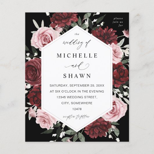 Budget Burgund & Blush Pink 6 Blütenrot - Schwarz Flyer (Vorne)