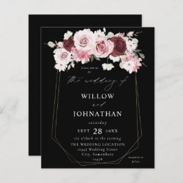 Budget Burgund & Blush Pink 6Ele Floral Wedding B