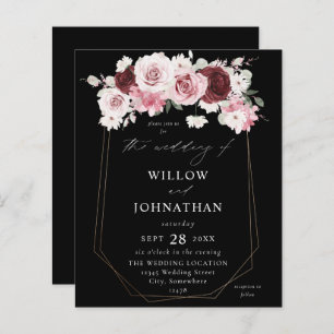 Budget Burgund & Blush Pink 6Ele Floral Wedding B