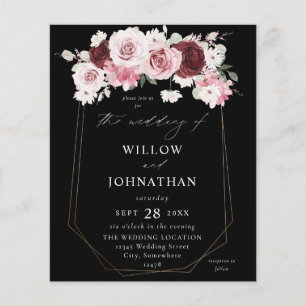 Budget Burgund & Blush Pink 6Ele Floral Wedding B Flyer