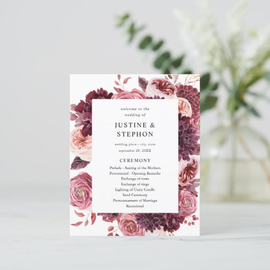 Budget Burgund & Blush Pink 8B Hochzeitsfeier (Stehend Vorderseite)