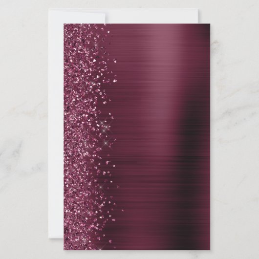 Budget Burgund Brushed Metal Wedite Einladung (Rückseite)