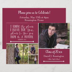 Budget-Burgund-Ein Vers-Graduierungs-Foto-Collage