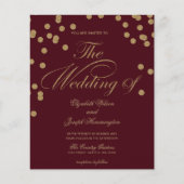 Budget Burgund Glitzer Confetti Einladung (Vorderseite)