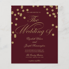 Budget Burgund Glitzer Confetti Einladung