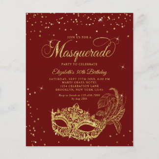 BUDGET Burgund Gold Foto-Maskenball-Geburtstag