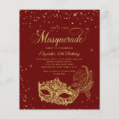 BUDGET Burgund Gold Glitzer Masquerade Geburtstag (Vorderseite)
