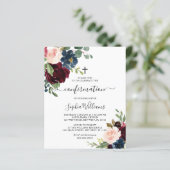 Budget Burgund & Marine Bestätigung Einladung (Stehend Vorderseite)