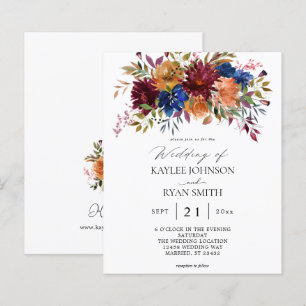 Budget Burgund, Navy, Orange Fall Floral Wedding