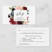 Budget Burgund, Navy & Pink Floral 2SM UAWG Begleitkarte (Vorne/Hinten)