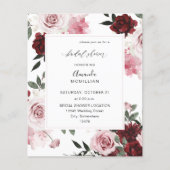 Budget Burgund & Pink 6 Brautparty Flyer (Vorne)