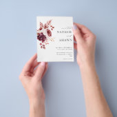 Budget Burgund & Pink Floral 8A Hochzeit Flyer (Gruppe)