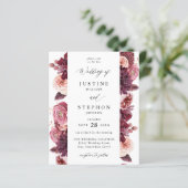 Budget Burgund & Pink Floral 8B Hochzeit (Stehend Vorderseite)