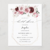 Budget Burgund & Pink Floral Ele Brautparty 3 (Vorderseite)